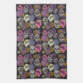 Floral Sugar Skulls Dia de los Muertos Theedoek (Verticaal)