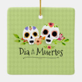 Floral Sugar Skulls Dia de Muertos | Keramische or Keramisch Ornament (Achterkant)