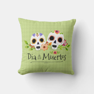 Floral Sugar Skulls Dia de Muertos   Sierkussens Kussen