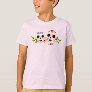Floral Sugar Skulls Dia de Muertos   Sleeve Shirt