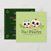 Floral Sugar Skulls Dia de Muertos Uitnodiging (Voorkant / Achterkant)