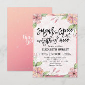 Floral Sugar & Spice & Alles-Baby shower Nice Kaart (Voorkant / Achterkant)