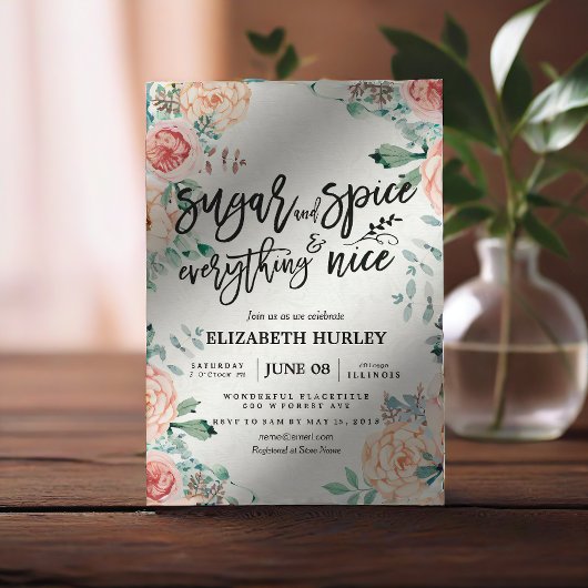 Floral Sugar & Spice & Alles-Baby shower Nice Kaart