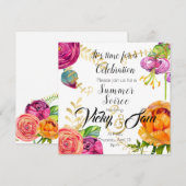 floral suitnodiging brunch douche - verjaardag kaart (Voorkant / Achterkant)