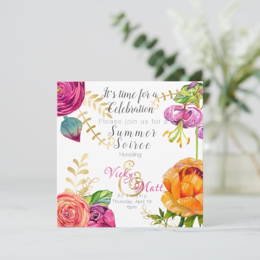 floral suitnodiging brunch douche - verjaardag kaart (Staand voorkant)