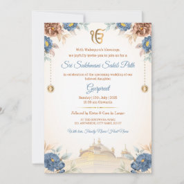 Floral Sukhmani Sahib Path Invitation Kaart