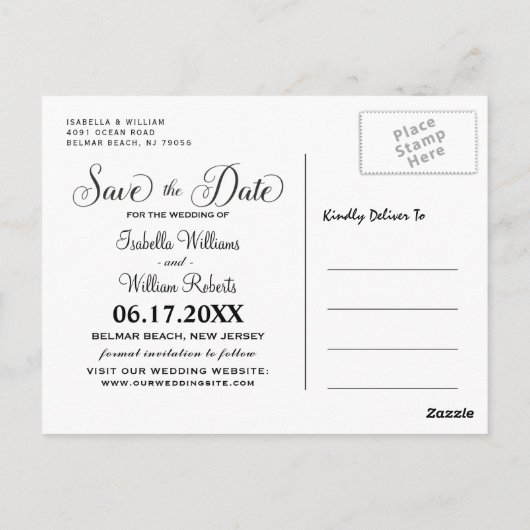 Floral Summer Beach Wedding Gate Save the Date Briefkaart (Achterkant)