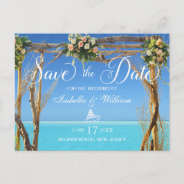 Floral Summer Beach Wedding Gate Save the Date Briefkaart