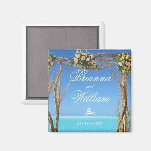 Floral Summer Beach Wedding Gate Save the Date Magneet (Voorkant / Achterkant)