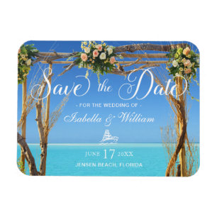 Floral Summer Beach Wedding Gate Save the Date Magneet