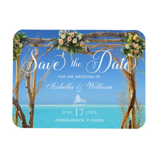 Floral Summer Beach Wedding Gate Save the Date Magneet (Horizontaal)