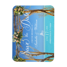 Floral Summer Beach Wedding Gate Save the Date Magneet