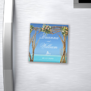Floral Summer Beach Wedding Gate Save the Date Magneet