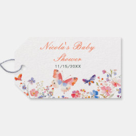 Floral Summer Butterfly Baby shower Cadeaulabel