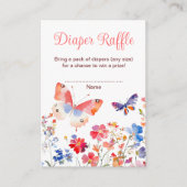 Floral Summer Butterfly Baby Shower Diaper Raffle Informatiekaartje (Voorkant)