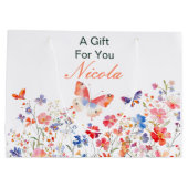 Floral Summer Butterfly Baby shower Groot Cadeauzakje (Achterkant)