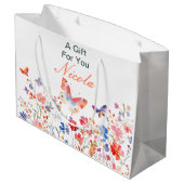 Floral Summer Butterfly Baby shower Groot Cadeauzakje (Achterkant Gekanteld)