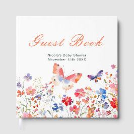 Floral Summer Butterfly Baby Shower Guest Book Gastenboek