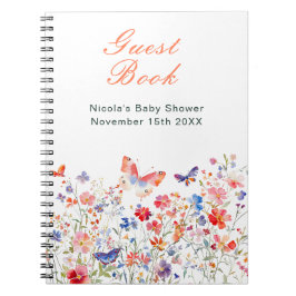 Floral Summer Butterfly Baby Shower Guest Book Notitieboek