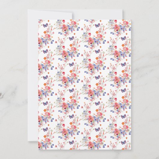 Floral Summer Butterfly Baby shower Kaart (Achterkant)