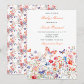 Floral Summer Butterfly Baby shower Kaart (Voorkant / Achterkant)
