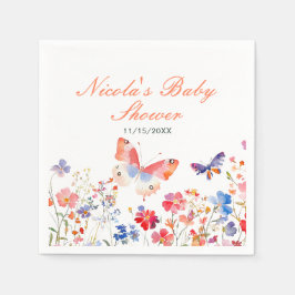 Floral Summer Butterfly Baby shower Servet