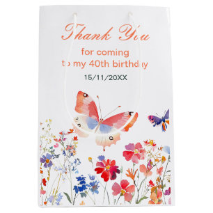 Floral Summer Butterfly Verjaardag Medium Cadeauzakje