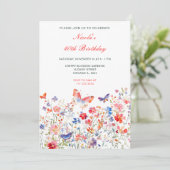 Floral Summer Butterfly Verjaardagsfeest Kaart (Staand voorkant)