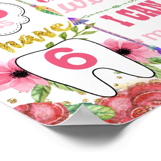 Floral Summer First Birthday Party sign poster (Hoek)