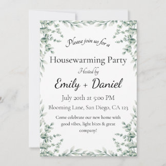 Floral summer house warming party invitation kaart