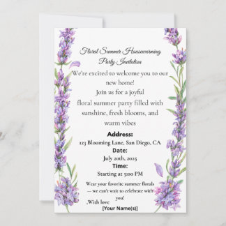 Floral Summer Housewarming Party Invitation Kaart