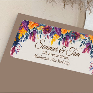 Floral Summer Modern Style Wedding Return-adres Etiket