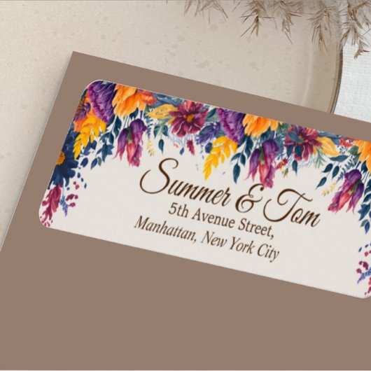 Floral Summer Modern Style Wedding Return-adres Etiket