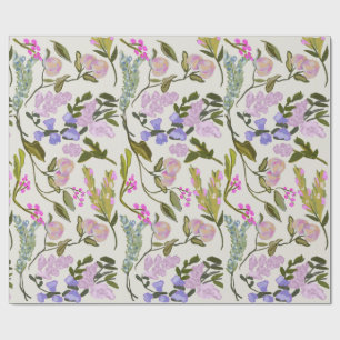 Floral Summer Peach Wrapping Paper Cadeaupapier