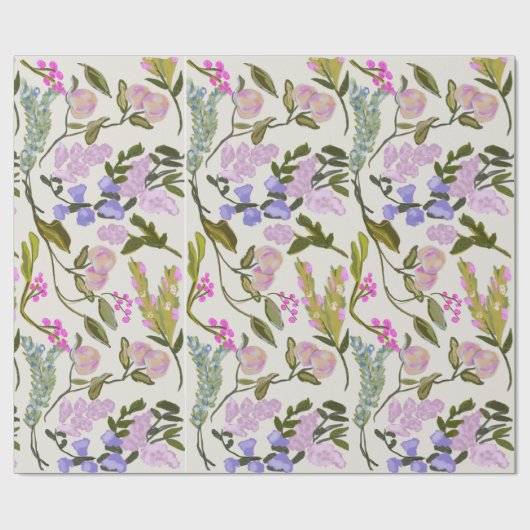 Floral Summer Peach Wrapping Paper Cadeaupapier (Vlak)