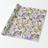 Floral Summer Peach Wrapping Paper Cadeaupapier (Uitgerold)