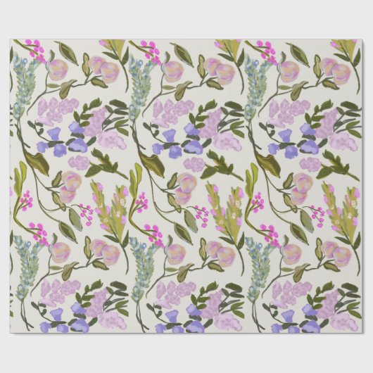 Floral Summer Peach Wrapping Paper Cadeaupapier (Vlak)