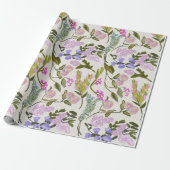 Floral Summer Peach Wrapping Paper Cadeaupapier (Uitgerold)