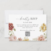Floral Summer QR Code Wedding RSVP Kaartje (Voorkant)