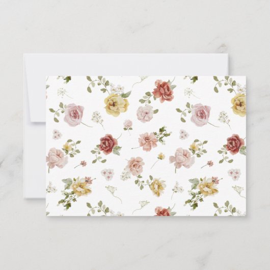 Floral Summer QR Code Wedding RSVP Kaartje (Achterkant)