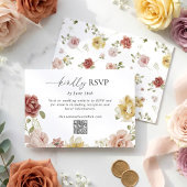 Floral Summer QR Code Wedding RSVP Kaartje