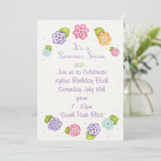 Floral Summer Soiree Kaart (Staand voorkant)