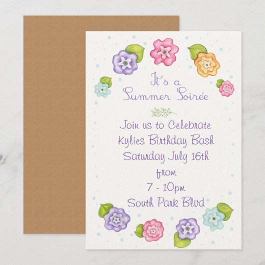 Floral Summer Soiree Kaart (Voorkant / Achterkant)