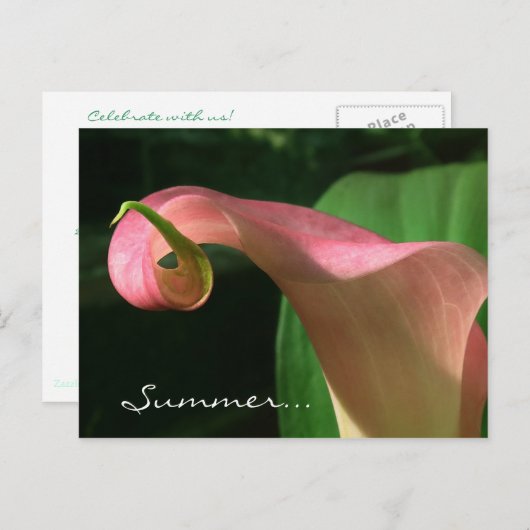 Floral Summer Solstice Party Uitnodiging (Voorkant / Achterkant)