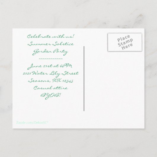 Floral Summer Solstice Party Uitnodiging (Achterkant)