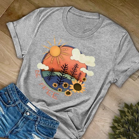 Floral Sun Fun Inspirerend Gratis Inspiratie T-shirt