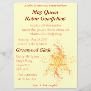 Floral Sun Handfasting Invitation Design 2 Kaart
