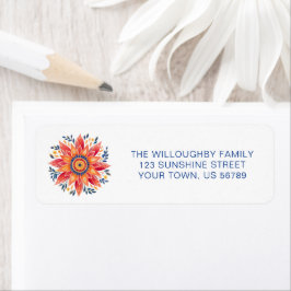 Floral Sunburst Nieuw adres Etiket