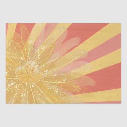 Floral Sunburst Sinaasappel Roze Abstract Zon Tissuepapier (Voorkant)
