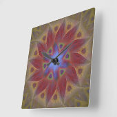 Floral Sundial Square Wall Clock zonder cijfers Vierkante Klok (Hoek)